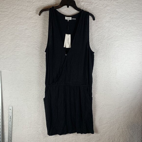 Calvin Klein Swim Cover-Up Women's S/M Black Rayon Surplice Neck Racerback S9495 - Picture 1 of 14